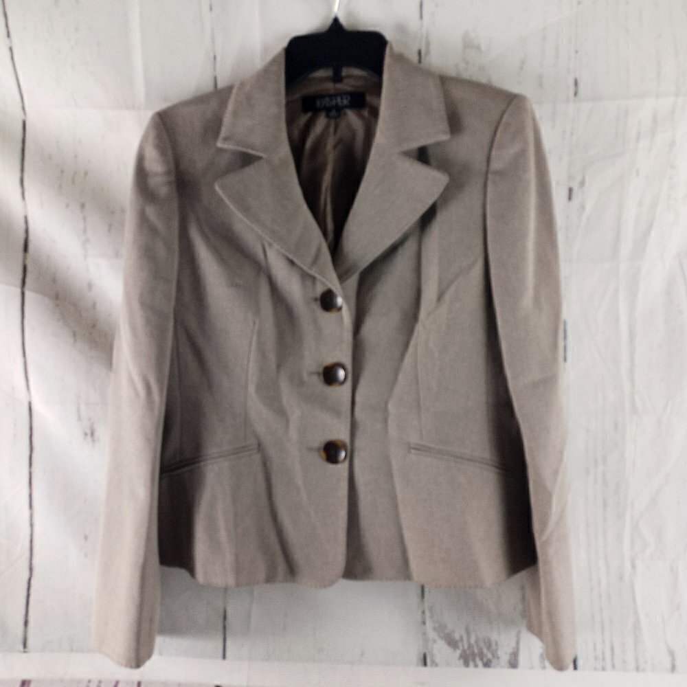 Kasper Womens Size 8 Stitched Lapel Brown 3 Button Lined Suit Blazer